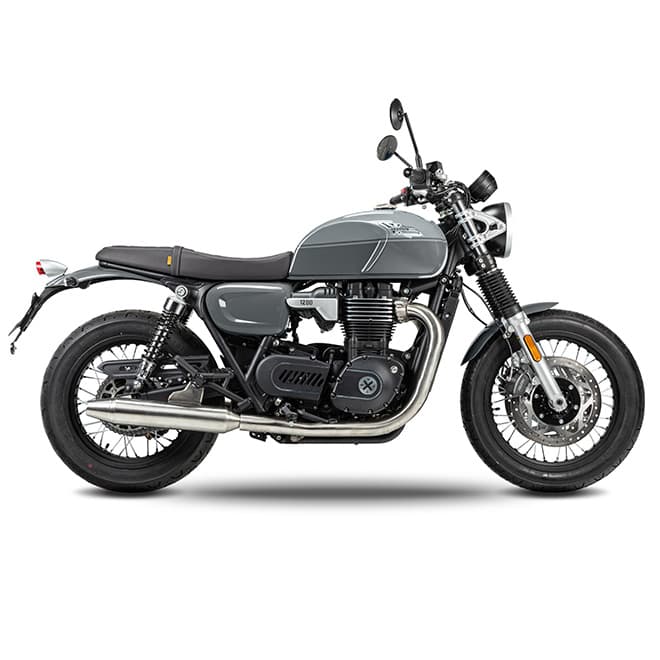 Brixton Motorcycles Cromwell 1200 in Timberwolf Grey on a white background